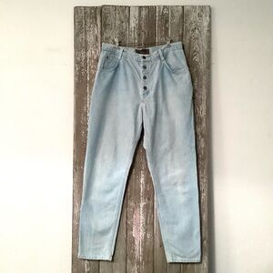 Vintage 80s High Waist Button-Fly Light-Wash Straight-Leg Jeans